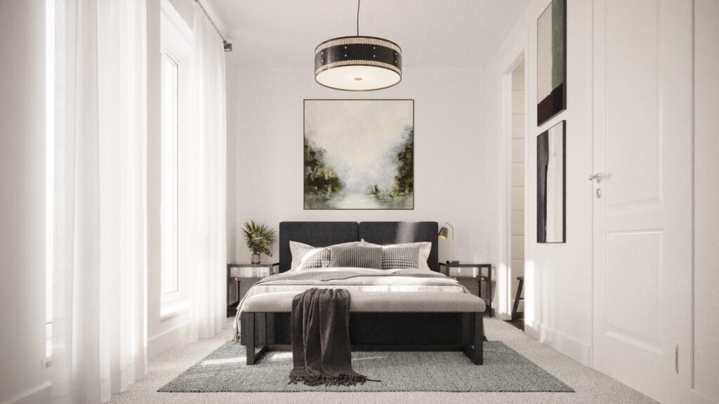 Styled interior bedroom CGI