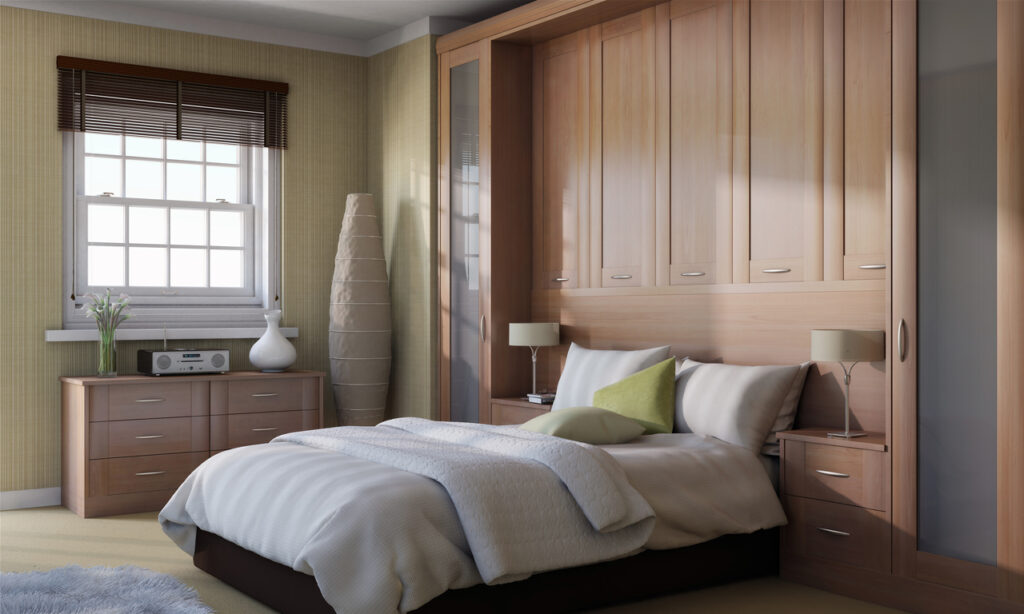 On trend bedroom styled in CGI