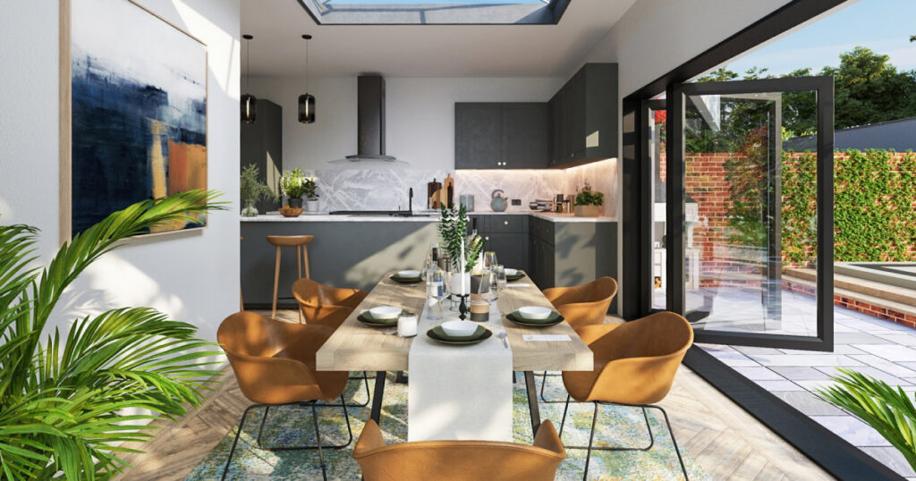 Interior CGI of a dining room