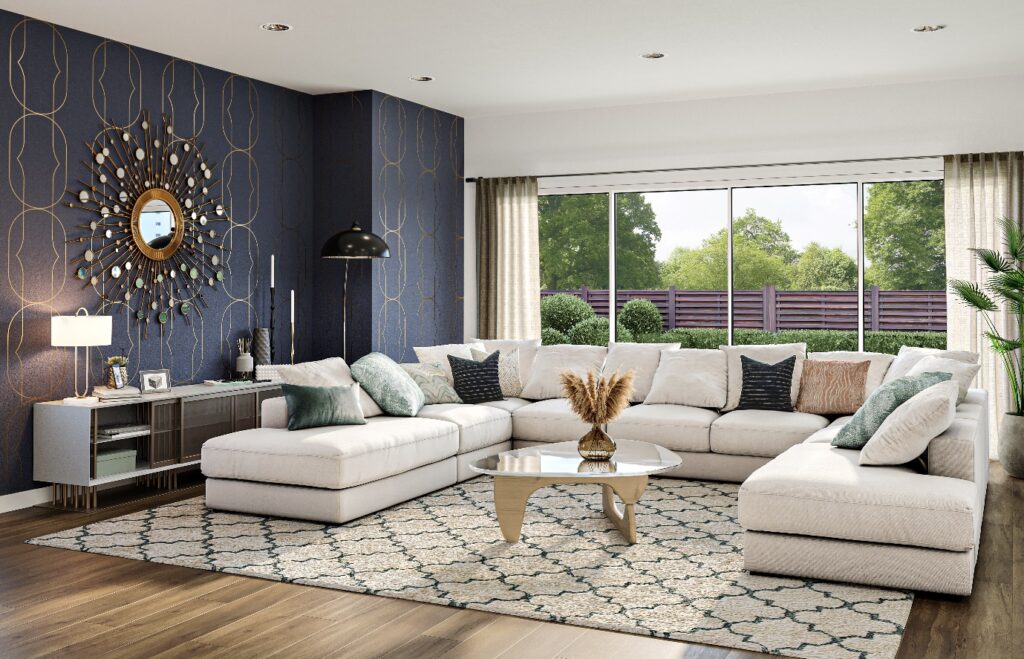Finished aspirational living room CGI