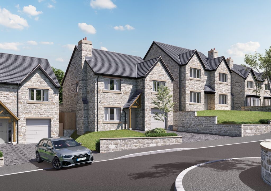 Yorkshire stone CGI 3D street scene House visualisations 3D visualisations 3D renderings architectural renderings