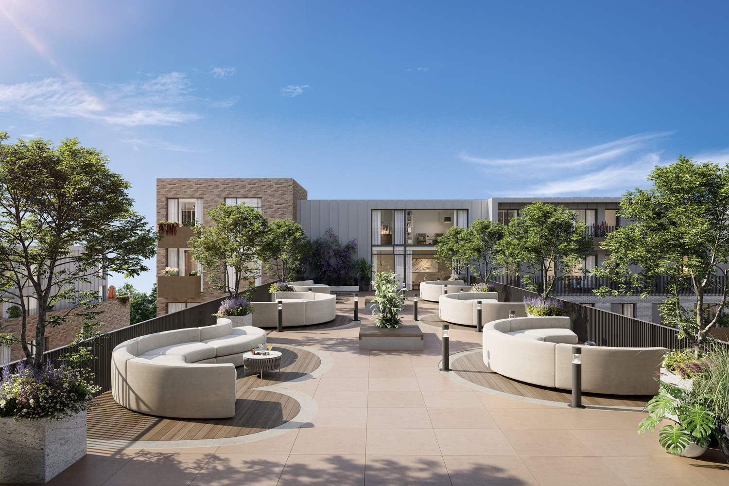 High-quality marketing CGI of the same roof terrace