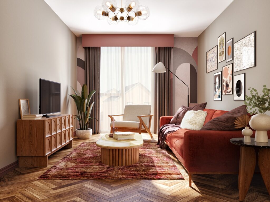 Small apartment living room CGI