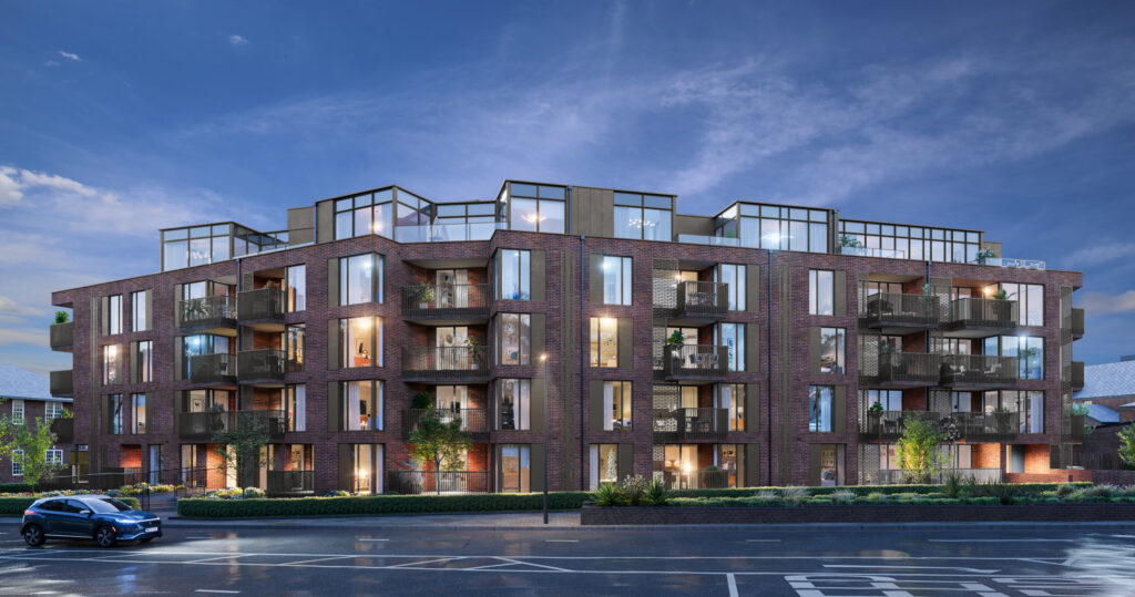 London Apartment block CGI by night
