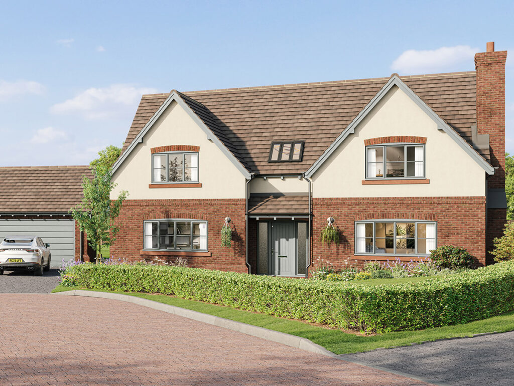 Exterior CGI close-up of Plot 5 detached house at CB Homes Calveley