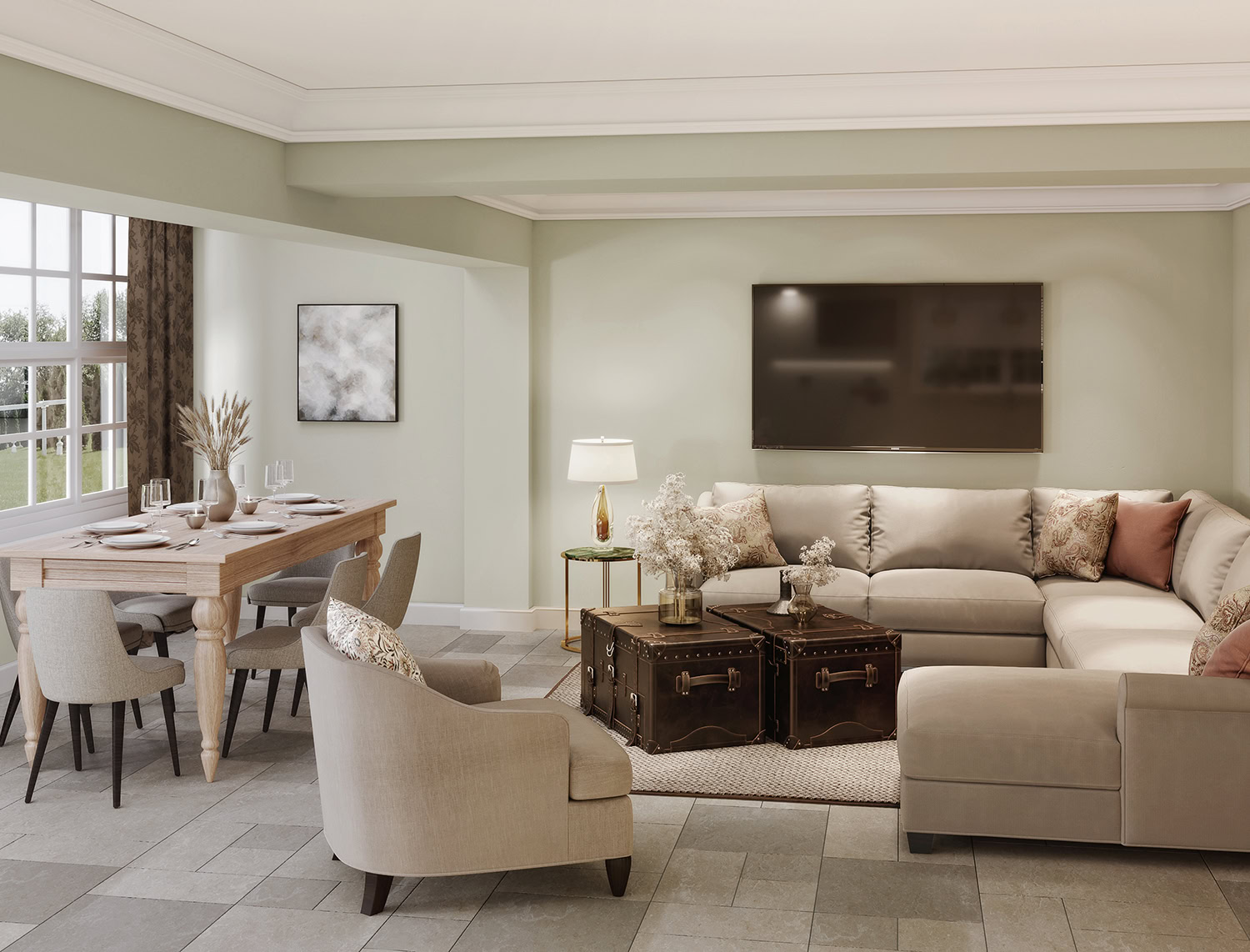 Country house living room CGI