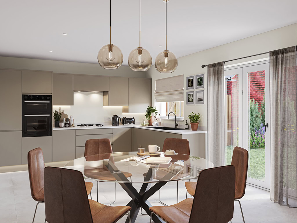 Interior Visualisations example - Kitchen diner with large glass doors