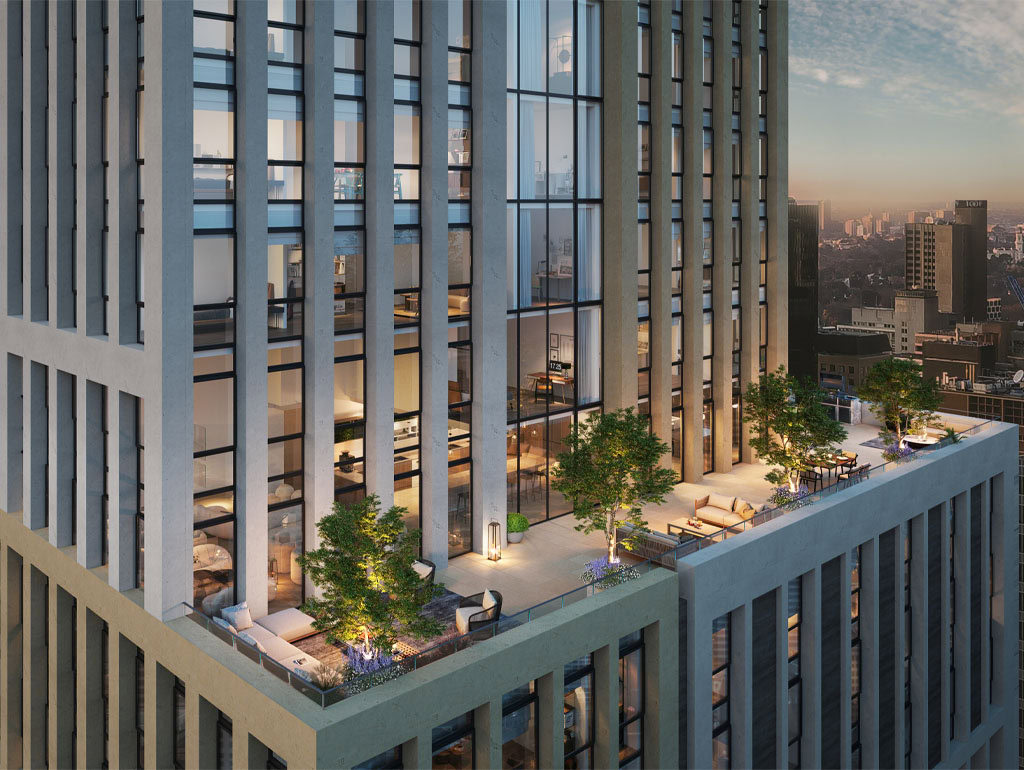 Apartment CGI aerial terrace view