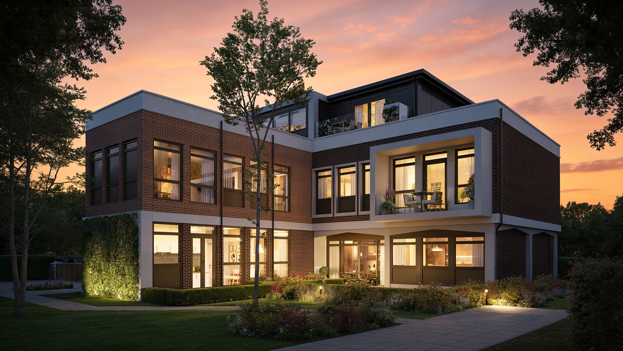 Daytime exterior CGI before AI dusk conversion