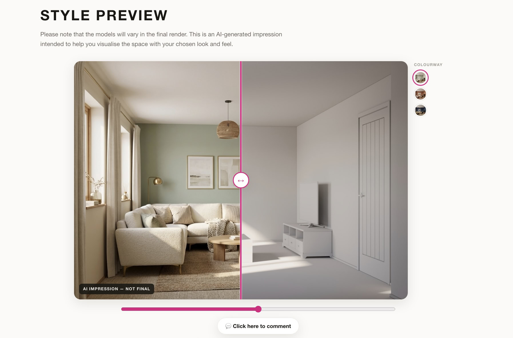Style preview - before and after slider