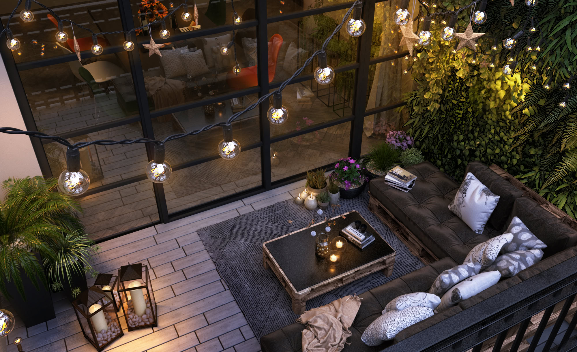 Biophilic interior design with indoor plants and natural light