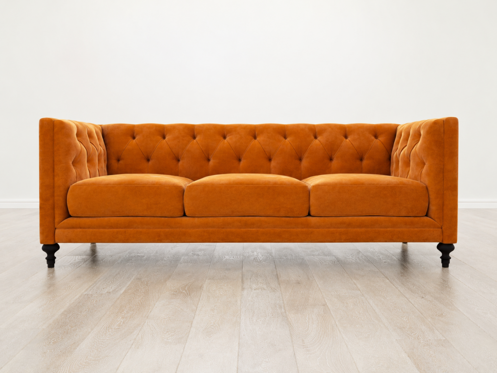 CGI product render of velvet fabric swatch - cut-out front view